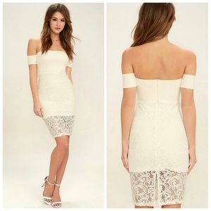 New With Tags Lulu’s Ivory Off The Shoulder Lace Dress Size Small